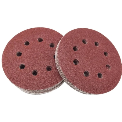 5 Inch Red 8 Holes Abrasive Discs 150mm Hook and Loop Sanding Disc 120 Grit Sandpaper Sander Round Sand Paper