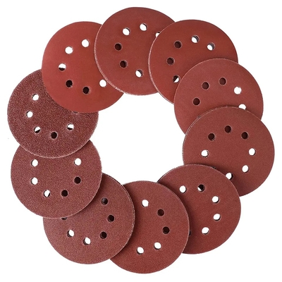 5 Inch Red 8 Holes Abrasive Discs 150mm Hook and Loop Sanding Disc 120 Grit Sandpaper Sander Round Sand Paper