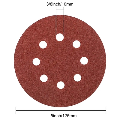 180 Grit 6-Inch Sandpaper Sander 5 Inch Red Round Sand Paper With 8 Holes Abrasive Discs With 150mm Hook Loop 150mm Sanding Disc