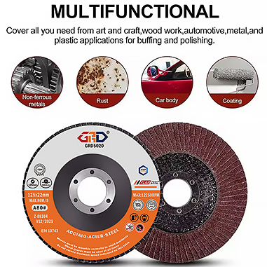 SATC 200pcs Premium 5x7/8 Inch 125x22mm Zirconia Flap Disc 20-Package Sanding Grinding Disk Stainless Steel 115mm Diameter